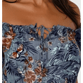 thumbnail image 4 of Women's Open Shoulder Short Sleeve Keyhole Neckline Floral Summer Dress, Blue, Large, 4 of 5