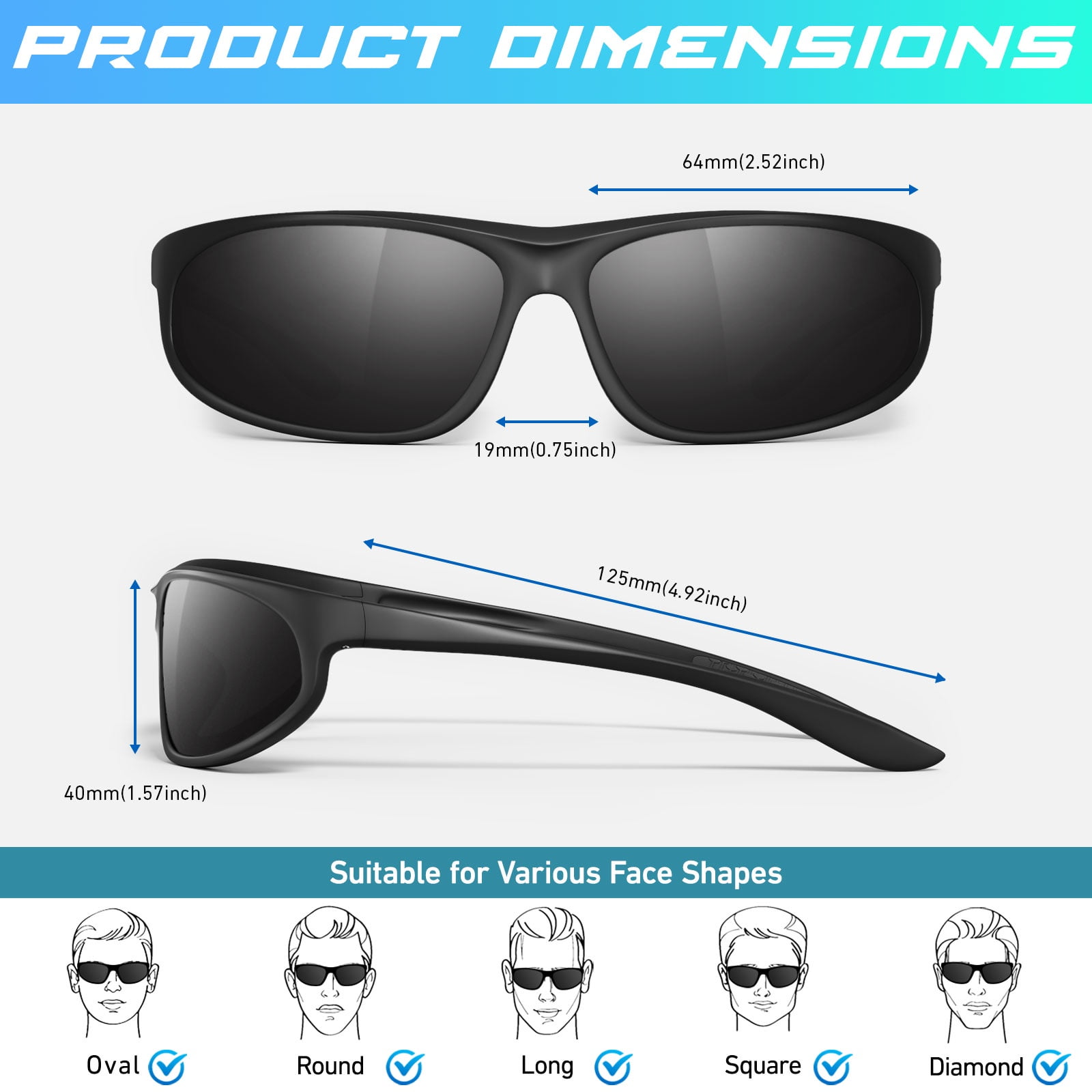 LINVO Sports Polarized Sunglasses for Men Women, Wrap-Around for Fishing, Cycling & Running, UV400 Protection