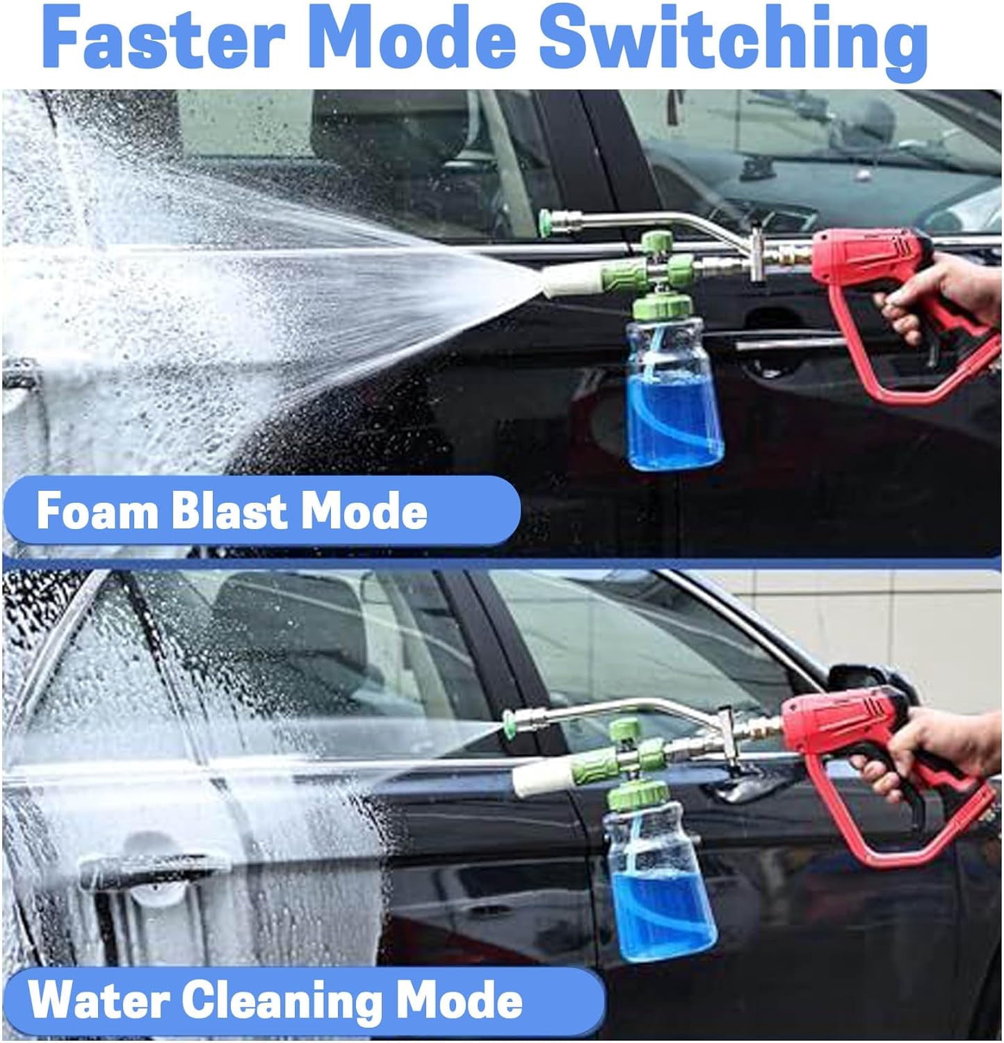 2-in-1 High Pressure Car Washer Nozzle Set, 5 PCS Pressure Washer Sprayer Tips, Quick Connect Foam Cannon, Adjustable Foam Flow for Car Pool Patio Toilet Outdoor Cleaning(k)