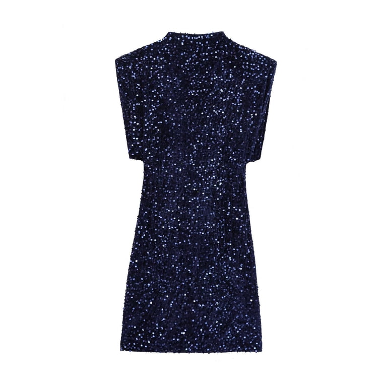 Ovbmpzd Womens Cocktail Dress Sequin Mini Blue Velvet Sleeveless Dress  Dresses Formal Dresses for Women S - Walmart.com