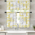 thumbnail image 1 of 36 Inch Kitchen Curtains Yellow and Grey Geometric Abstract Art Window Curtains and Valances Set of 3, White Modern Art Background Short Tier Curtain for Kitchen,Vintage Small Kitchen Decor, 1 of 5