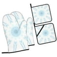 thumbnail image 2 of YFYANG Kits Mitaines et Porte-Pots 4 Pièces, Résistant à la Chaleur Abstract Snowflake Pattern Kitchen Gant Pot Mat pour la Cuisson et la Cuisson, 2 of 8