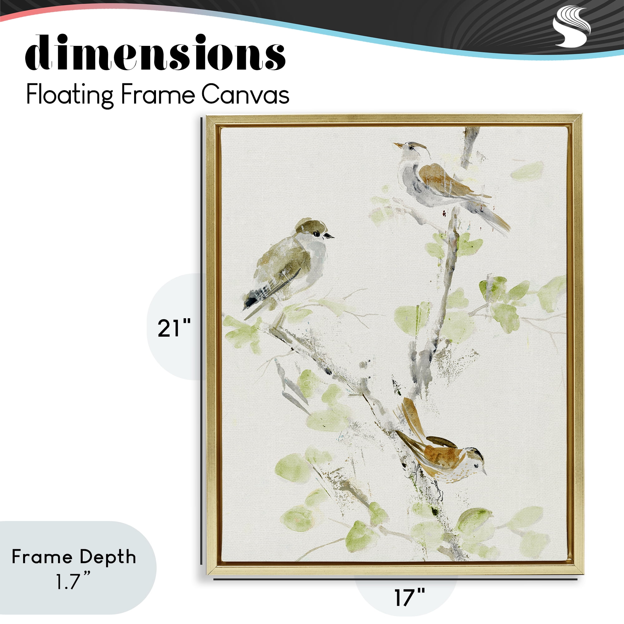 Stupell Industries Delicate Feathers Abstraction Gold Framed Floater Canvas Wall Art, design by Lorenzo Collective