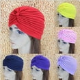 thumbnail image 3 of D-GROEE Solid Color Clean Plain Twist Stretchy Hair Turban Cap Band Chemo Bandana Hijab Pleated Indian Cap, 3 of 7