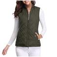 thumbnail image 4 of Xyxonk Puffer Vest Women Fall 2025 Quilted Jacket Zip-Up Sleeveless Outwear Vests Lightweight Stand Collar Coats With Pocket,Dark Green L, 4 of 5