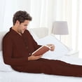 thumbnail image 6 of Fuzoiu Brown Print Men's Long-Sleeved Pajama,Lounge Button Down Nightwear,Mens Notch Collar Pajama Set -XX-Large, 6 of 7