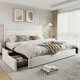 thumbnail image 2 of Allewie Modern King Size Platform Bed Frame with 4 Storage Drawers and Velvet Upholstered Headboard, Wooden Slats Support, White, 2 of 8