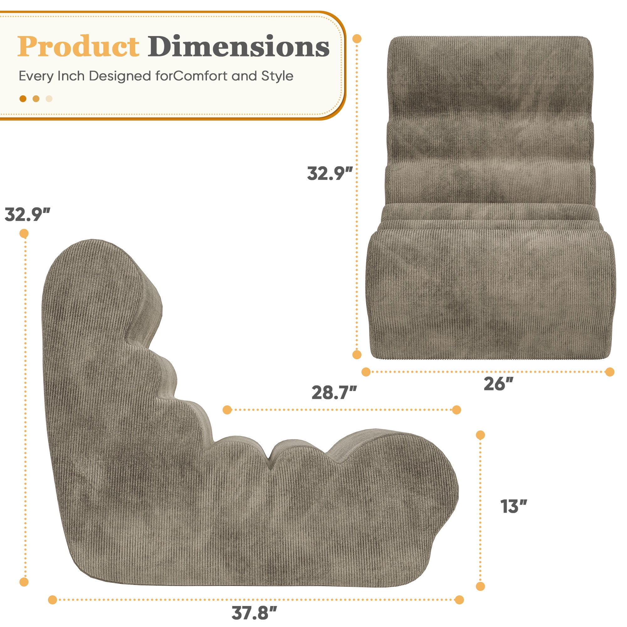 Homall Teddy Plush Bean Bag Chair for Adults – Soft Sponge-Filled Lounge Seat, Comfortable Floor Chair for Living Room and Bedroom, Brown