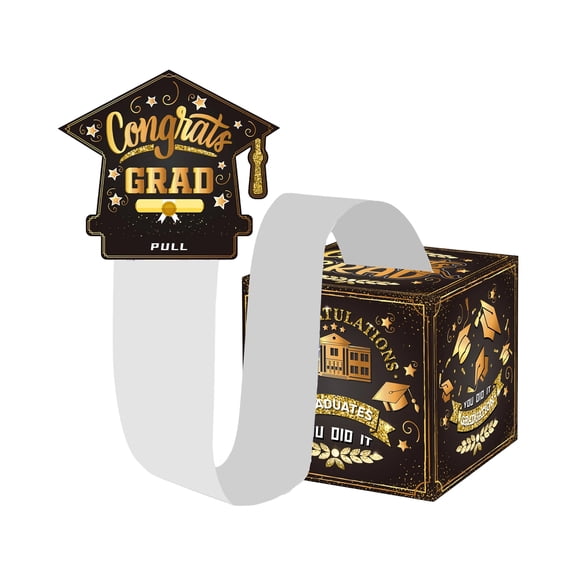 Graduation Money Box for Cash Gift Pull 2026, Black Gold Class of 2026 Surprise Box, Ideal Money Holder Gift for High School College Graduation Party and Favors