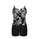 thumbnail image 5 of Traje de baño de 2 piezas para mujer, trajes de baño para mujer, conjunto de traje de baño informal de color liso extragrande con top dividido y relleno en el pecho para mujer, blusa de poliéster para, 5 of 6