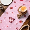 thumbnail image 3 of Valentine's Day Table Runner - 60 Inch Long Gnomes Loves Roses Romantic Pink Plaid Cotton and Linen Blended Dress Scarves Farmhouse Table Runner for Kitchen Dining, Coffee Table, 13" x 60", 3 of 8