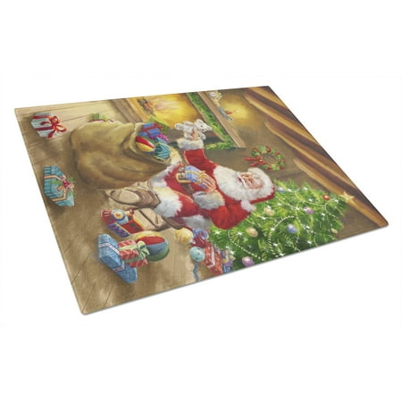 

Carolines Treasures APH5793LCB Christmas Santa Claus Unloading Toys Glass Cutting Board Large 12H x 16W multicolor