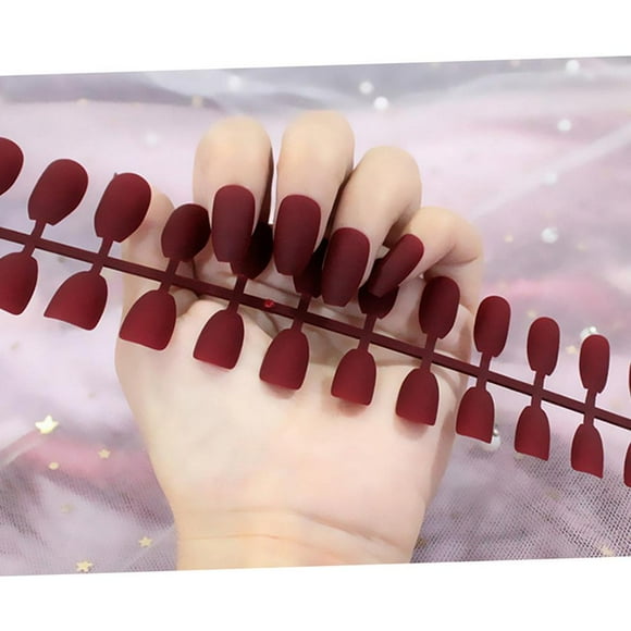 24 piezas por conjunto Macarena puntas de uñas artificiales en cubierta para salón de uñas arte Color Luz roja