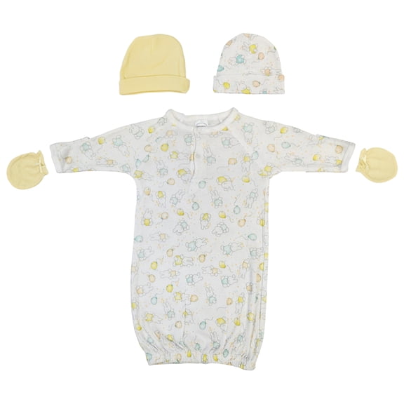 Bambini Layette Unisex Newborn Baby 4 Piece Gown Set