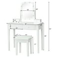 thumbnail image 2 of Gymax Ensemble de Coiffeuse avec Miroir Éclairé, Commode Réglable à 10 Ampoules, 4 Tiroirs, Blanc, 2 of 9