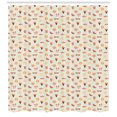thumbnail image 3 of Flip Flop Shower Curtain, Summer Vacation Beach Concept Ice Cream Sunglasses and Watermelon, Fabric Bathroom Set with Hooks, 69W X 84L Inches Extra Long, Salmon Peach and Mustard, by Ambesonne, 3 of 3