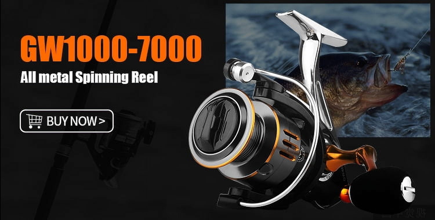 LINNHUE Fishing Reel GK1000-7000 5.2:1 Metal Spool Body Handle 8KG Max Drag Spinning Reel Saltwater Reel Fishing Accessories
