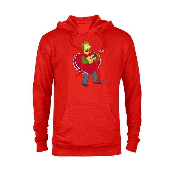 The Simpsons Ned Flanders Singing Heart - Pullover Hoodie for Adults – Customized-Red Heather