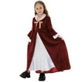 thumbnail image 2 of BRGZLK Medieval Princess Costume Solid Color Long Sleeve Round Neck Gown French Retro Long Skirt Flower Girl Dress Robe Gown Red 9-10 Years, 2 of 5