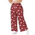 thumbnail image 4 of CURVY GLAM Women's Plus Size Elastic Waist Wide Leg Palazzo Oversize Pants 4X Red, 4 of 6