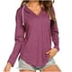 thumbnail image 1 of Sudadera con capucha holgada informal de manga larga de color sólido con cuello en V de otoño/invierno para mujer Pompotops FGAJ22396, 1 of 7