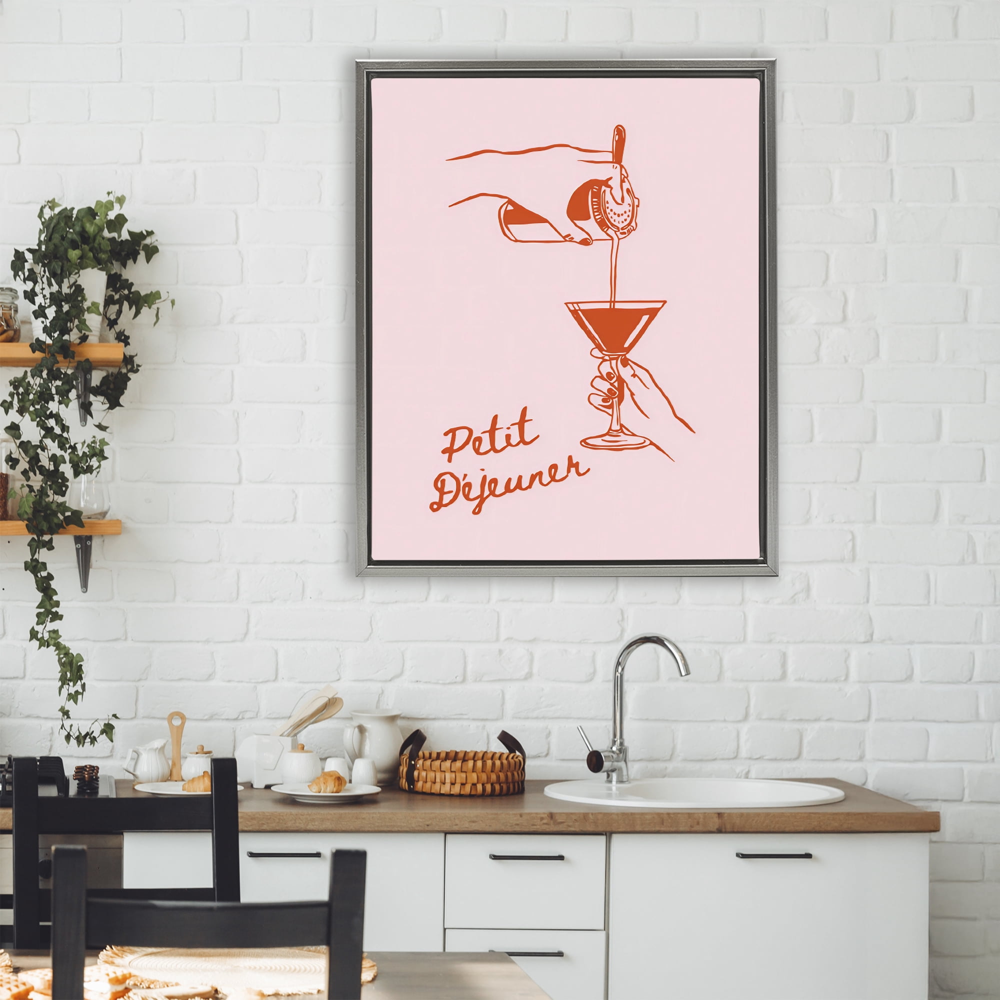 Stupell Industries Pouring Brunch Cocktail Gray Framed Floater Canvas Wall Art, design by The Prints Vibe