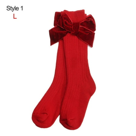 

Autumn Winter Children Cotton Girls Baby Knee High Socks Long Socks Big Bow Christmas Sock Leg Warmers 3-5 YEARS (L) 1