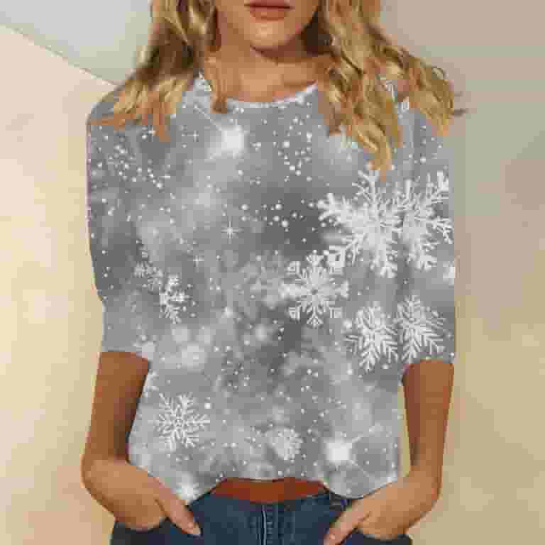 GA WEIHUA Clearance Sale,Sequin Tops for Women 3/4 Sleeve Sparkly