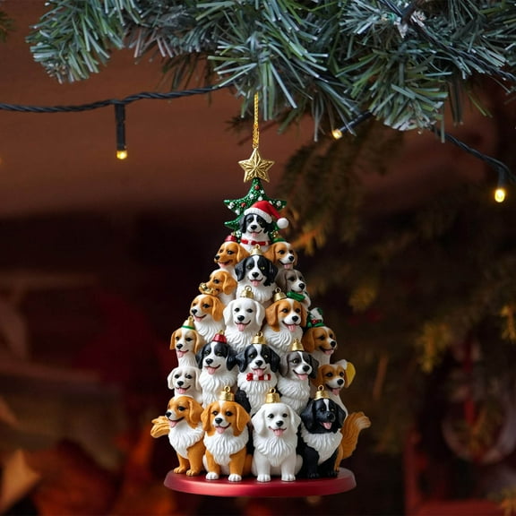 Dog Christmas Ornament,Stacked Dog Ornament for Christmas Tree,Shatterproof Resin Nesting Decorations,Colorful Cartoon Holiday Home Decor,Perfect for Xmas Tree,Party & Wedding Decor