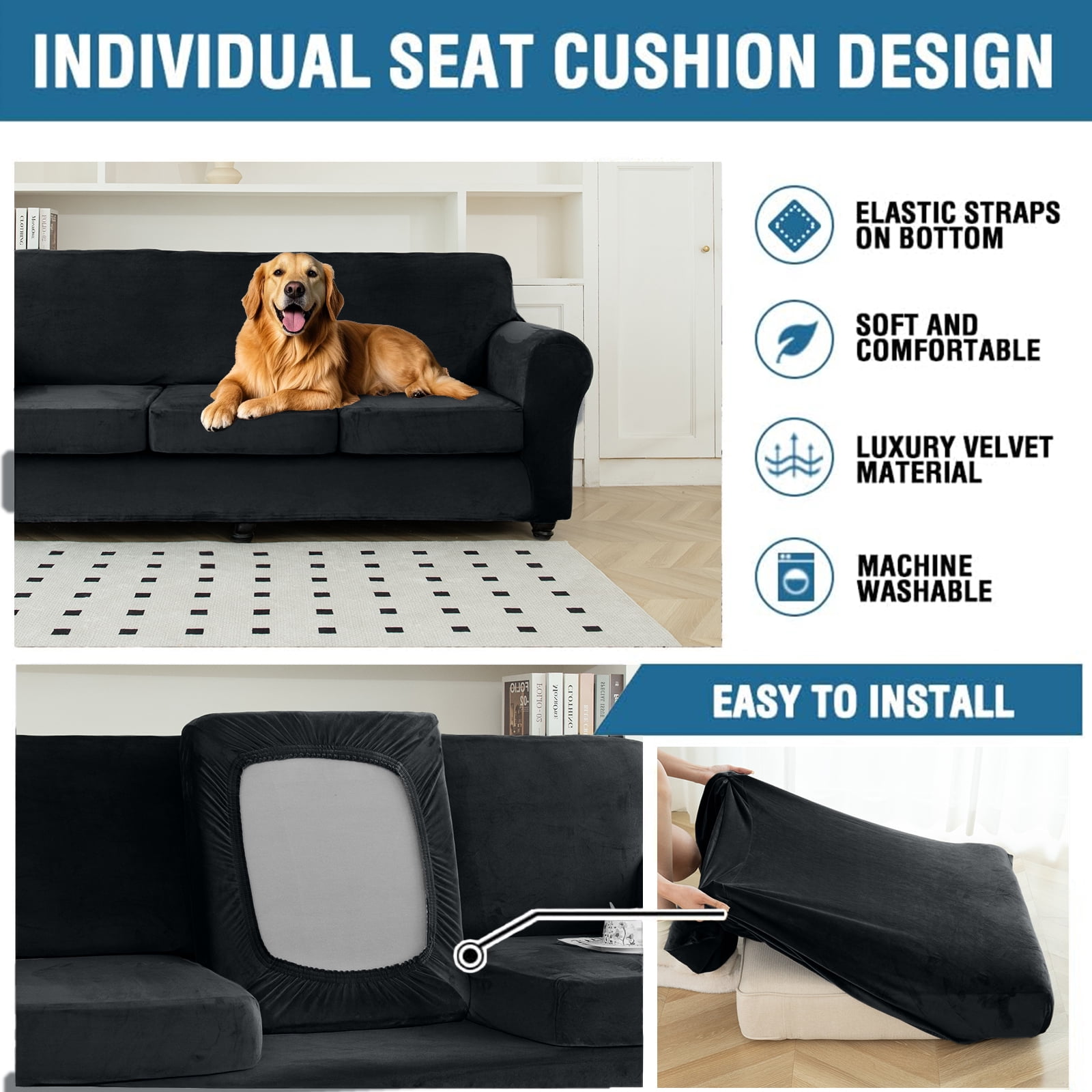 Sanmadrola Sofa Cover Slipcover Couch Cover Set for 2 Seat Extra large Sofa Super Stretch Universal Slip Cover Furniture Protector 3 Pieces