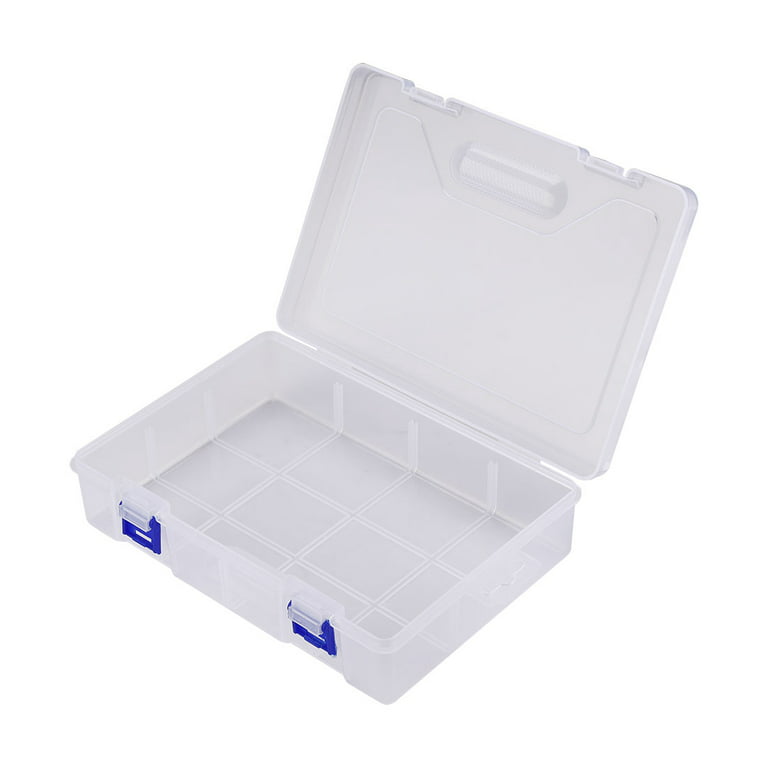 Plastic Grid Storage Box Clear Storage Clear Container Compartment Box with Stable Dividers, Size: 23 x 16cm
