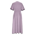 thumbnail image 5 of Gamivast Dresses for Women Linen Short Sleeve V-Neck Twist Front Maxi Dress Loose Fit A-Line Long Dress with Pockets Casual Resort Vacation Beach Dress Purple L, 5 of 6