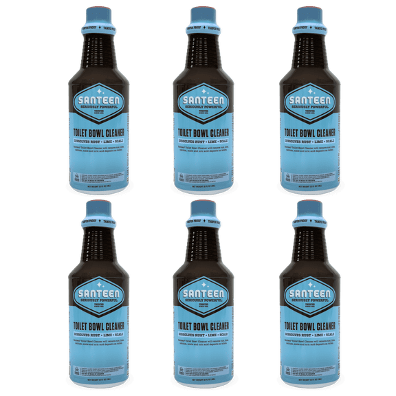 Santeen Liquid Toilet Bowl Cleaner, 23% Hydrochloric Acid Calcium Lime Rust & Scale Remover, 32 oz (6-Pack)