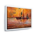 thumbnail image 3 of Designart 'Boats During Evening Sunset In The Ocean I' Nautical & Coastal Framed Canvas Wall Art Print, 3 of 5
