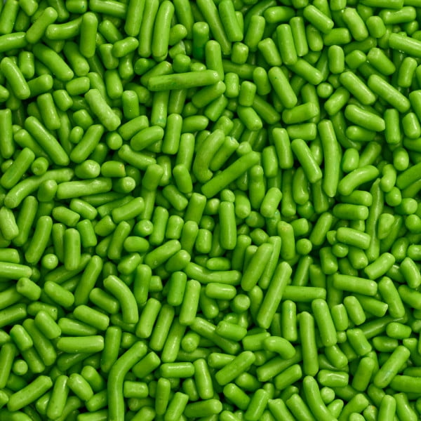 Lime Green Jimmies Edible Sprinkles - 4 oz - Packaged in a food approved heat sealed bag - Includes 12 Reflective Thank You Stickers