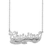 Personalized Name Necklace with Beading and Rhodium