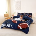 thumbnail image 2 of Castle Fairy Eat Sleep Football Bedding, Rugby Court Duvet Cover Full, Navy Brown,Navy Blue Reversible,3pcs,1 Duvet Cover and 2 Pillowcases, 2 of 6