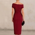 thumbnail image 5 of NTACZA Women'S Dresses Wedding Guest Dresses Midi Dressy Formal Asymmetrical Neckline Ruched Waist Off the Shoulder Red XL, 5 of 5