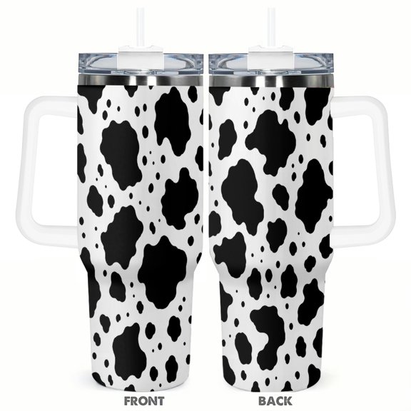 40oz Cow Print Tumbler Insulated Car Cup Travel Coffee Cup Large Capacity Travel Cup Gift for Women Men Farmhouse Style Drinkware
