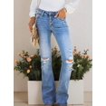 thumbnail image 2 of Apay Jeans for Women Flare Long Denim Pants High Waisted Button Closure Design Hip Lifting Slim  Regular Size, 2 of 4