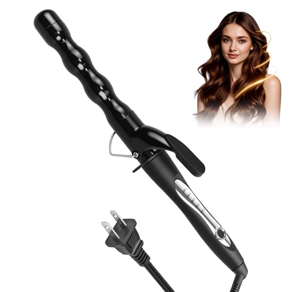 Vislone Bubble Curling Wand, 32mm Long Barrel Ceramic Hair Curler, with Heat Resistant Glove,Black