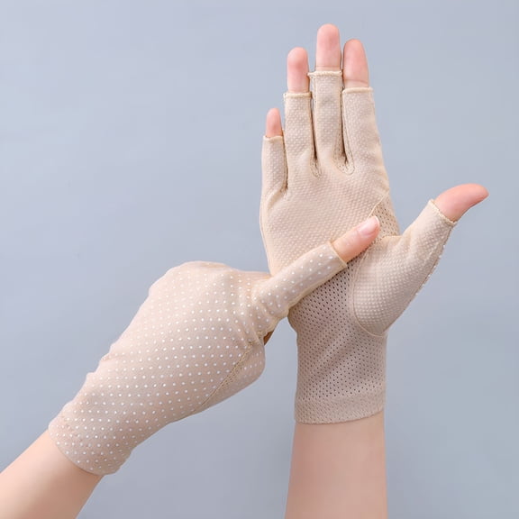 TELOLY Sunblock-Fingerless Gloves UV-Sun-Protection Driving Non-Slip Outdoor Gloves for Women Girls fingerless gloves for women