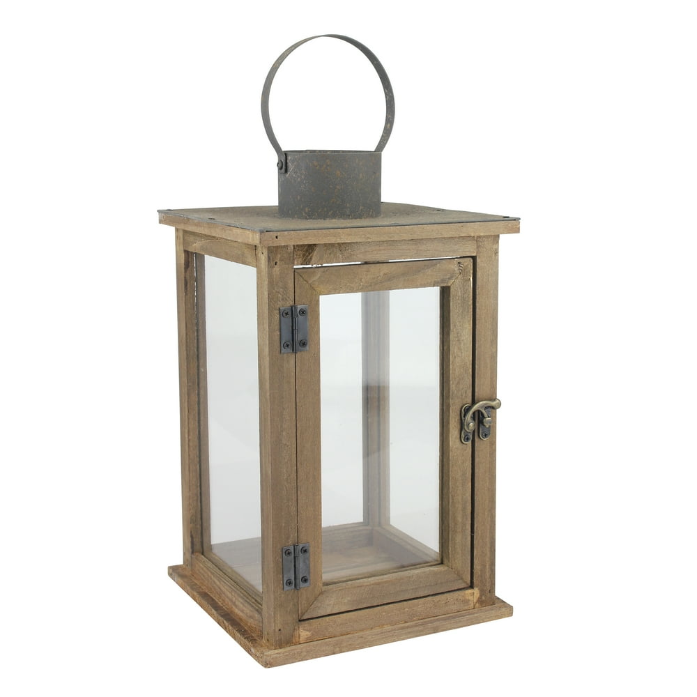 Large Rustic Wood Candle Lantern