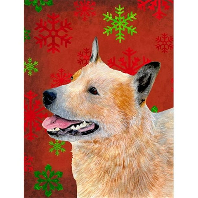 11 x 15 In. Australian Cattle Dog Red Green Snowflakes Christmas Flag, Garden Size