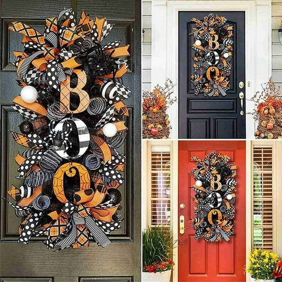 Halloween Wreath Fall Wreath, Halloween Wreath for Front Door, Halloween Spider, Mesh and Ribbons Wreath