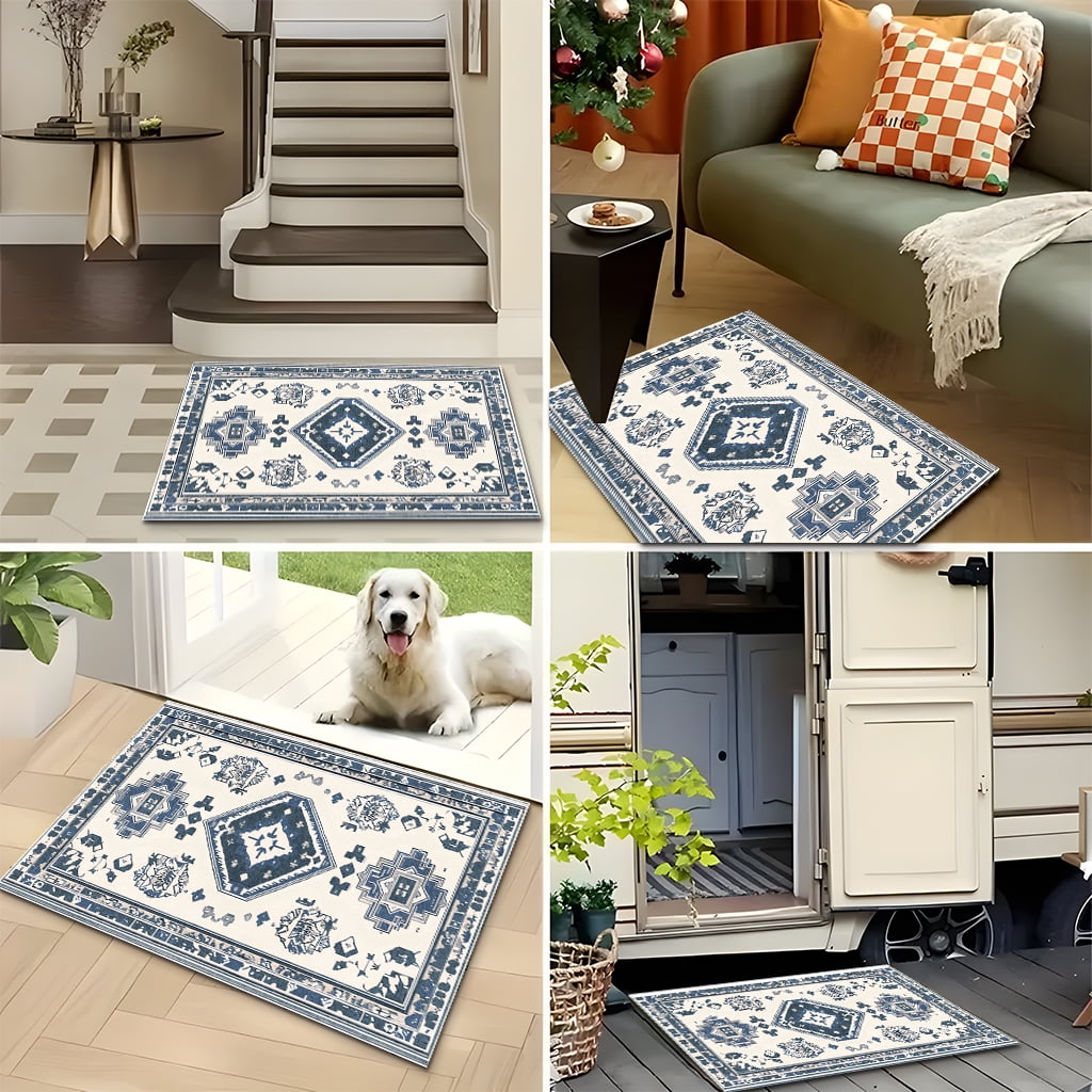 TECHVIDA Kitchen Rug Set 3 Piece,Non Slip Machine Washable Kitchen Rugs,Farmhouse Hallway Door Rugs for Home Floor
