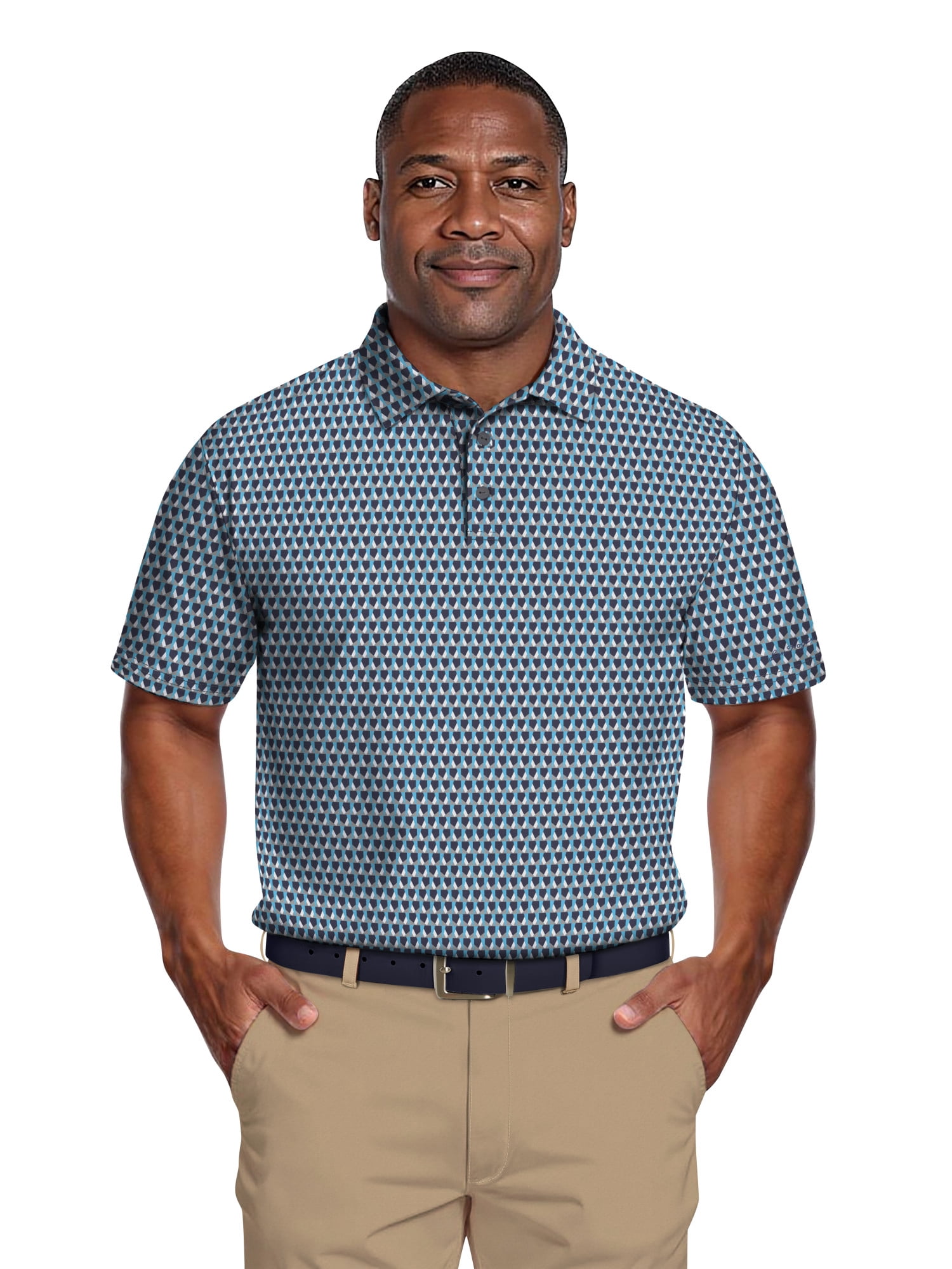 Ben Hogan Men's & Big Men's Performance Large Geometric Short Sleeve Polo Shirt, Sizes S-5XL