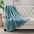 thumbnail image 3 of Home Soft Things Jacquard Faux Fur Throw - Silver blue - 50" x 60", 3 of 9