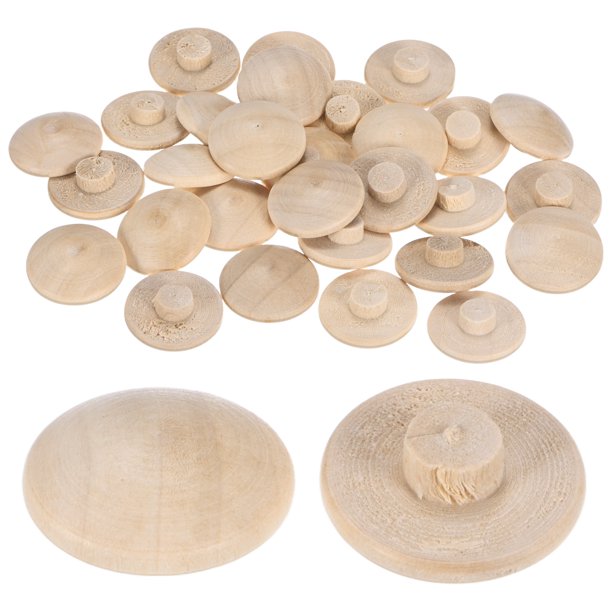 Uxcell 25-Pack Tapones de Madera para Agujeros de Tornillos, 20 x 7mm Tapones de Madera de Haya con Cabeza Plana Cubierta Decorativa de Madera