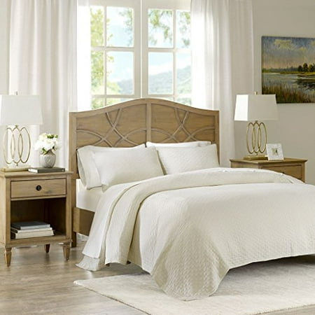 3 Piece Cotton Matelasse Coverlet Color Ivory Size King Cal King